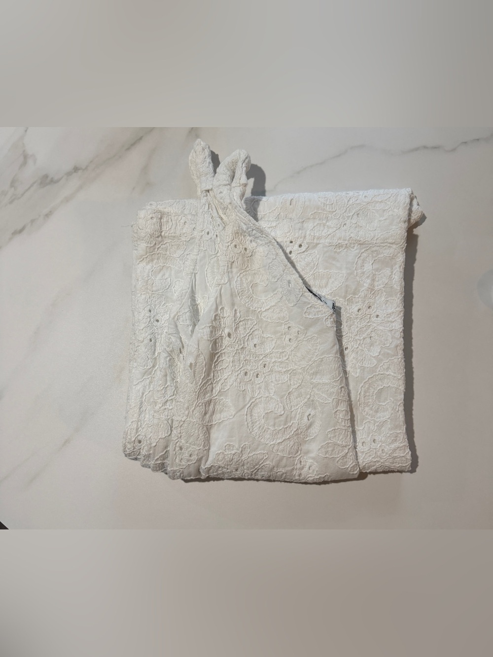 Zara white Lace Eyelet V-Neck Wide-Leg Jumpsuit - Picture 2 of 6